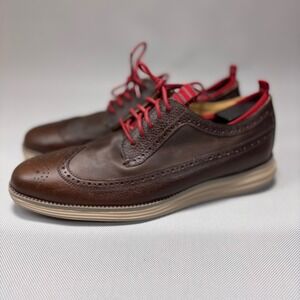 Cole Haan ZerøGrand Wingtip Oxford Men's 11 Brown Leather (Red Accents)